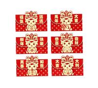 3. Set di 6 buste rosse stampate con motivo cavalli 2026, stile moderno, per feste festive, festival, set di buste rosse