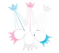 3 set di cerchietto con corona da principessa e bacchetta da fata, tiara da