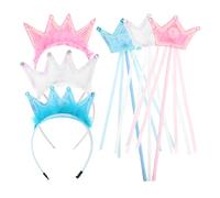 3 set di cerchietto con corona da principessa e bacchetta da fata, tiara da