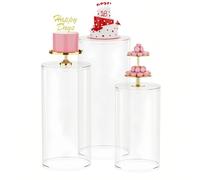 3 Set di Piani Espositivi, Supporto Decorativo A Colonna Trasparente, Cilindro per Feste di Compleanno, per Matrimoni, Compleanno, Collezionabili