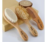 3 Set Di Spazzole For Capelli For Bambini Personalizzate, Set Di Spazzole E Pettini For Neonati, Registro Di Testo Con Nome Personalizzato Con Spazzola For Capelli For Bambini In Legno Nascita
