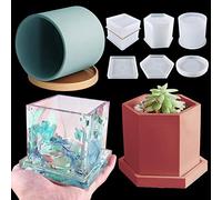 3 set di stampi grandi in silicone per piante, sottobicchiere in resina e cemento, stampi cilindrici in silicone per candele, vasi per piante grasse, portapenne, forniture artigianali fatte a mano