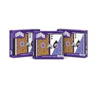 3 Set Doppio Mazzo Poker Copag In Plastica 100% Violetto Blu Giallo