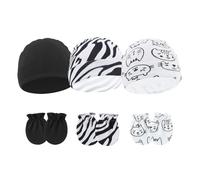 3 Set Guanti Da Per La Pelle E Cappello Da Pullover Abbinato Caponi Fetale Cotone Comodi Guanti I Primi Mesi Accessori Bambini Traspiranti Morbidi