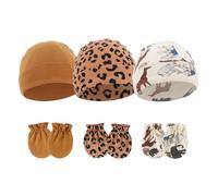 3 Set Guanti Da Per La Pelle E Cappello Da Pullover Abbinato Caponi Fetale Cotone Comodi Guanti I Primi Mesi Accessori Bambini Traspiranti Morbidi