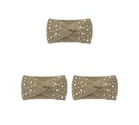 3 set Look New Pearl Knit Cross Fasce Leggero e Portatile Poliestere Donne Lavorato A Maglia Perle Fascia Antiscivolo Elegante kaki