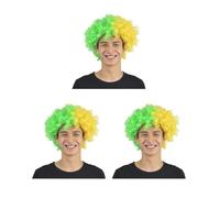 3 set parrucca da clown capelli sintetici tifosi di calcio ampia applicazione feste multicolore copricapo accessorio costume divertente Brasile