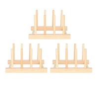 3 Set Scolapiatti in legno Supporto per Piatti in Legno di Bambù Piastra In Legno Scolapiatti Cucina Portapiatti per Tazze