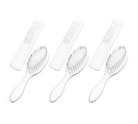3 Set Set Spazzola e Pettine per Chioma Bebè, Bianco, Plastica | Massaggio Cuoio Capelluto, Scioglie Intrecci e Cura Chioma, per Shower e Registry