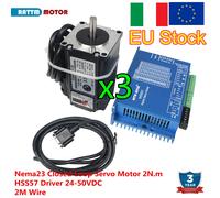 【3 Sets】2N.m Nema23 76mm Closed Loop Servo Motor+Hybrid Stepper Driver CNC Kit