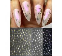 3 Sheets Gold And Silver Star Nail Stickers 3D Laser Pink Hot Stamping Cross Star Y2K carino Nail Art Decoration Self-Adhesive Slider Nail Salon Stickersadesivi unghiestickers unghieadesiv nail art ad
