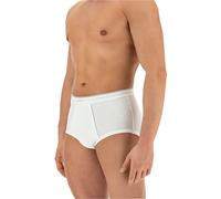 3 Slip classico uomo Cagi 1200 alto con apertura in puro cotone a costine (4, Bianco)
