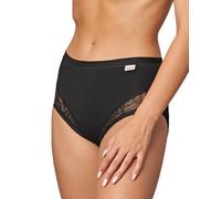 13645 Set di 3 Slip Donna a Vita Alta Culotte in Cotone Elasticizzato Mutande Intime con Pizzo Non sgambate comode Traspiranti morbide Cuciture Piatte Made in Italy (Nero, 4/M)