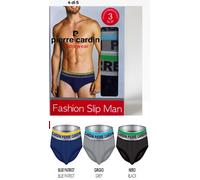 3 SLIP UOMO PIERRE CARDIN ELASTICO ESTERNO IN COTONE ELASTICIZZATO IN 3 COLORI