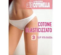 3 Slip Vita Bassa Donna l'altra Cotonella 3165 Cotone Elasticizzato Taglia 5 col.Nero