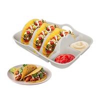 3 Slots Taco Plate - 2 Sauce Compartments Taco Holder, Silicone Tacos Holder Tray | Food Grade Stand for Tortillas, Burritos, Mexican Dishes | Reusable Plate for Kitchen, Parties & BBQs