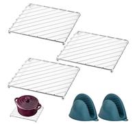 3 sottobicchieri: sottopentola resistente al calore con guanti isolati termici, presine, 18,5 x 18,5 cm, sottobicchieri in metallo per pentole, padella, pirofila, piani cottura