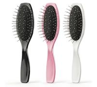 3 spazzole per capelli con setole in metallo e metallo, portatili, in acciaio inox, districanti, professionali, per parrucche e parrucche, per donne (3 colori)