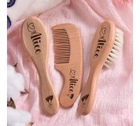 3 Spazzole Per Neonati Personalizzate Con Nome, Regalo For Neonati, Set Di Spazzole/pettine Per Capelli In Legno Personalizzate, Regalo Ricordo Per Neonati