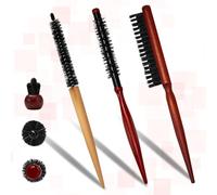 3 spazzole professionali sottili per acconciatura, mini rullo in legno rotondo, spazzole per rulli Quiff, spazzola per acconciatura da donna, spazzola per capelli