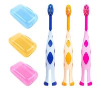 3 spazzolini da denti a giraffa, 3 pezzi di protezione per la testa dello spazzolino per bambini, spazzolini da denti per bambini, spazzolini da denti morbidi, spazzolini da denti a mano super morbidi