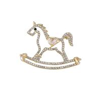 3. Spilla da cavallo luccicante con zircone versatile gioiello in lega d'oro per il tuo guardaroba unico. Migliora la spilla leggera in lega di zinco