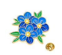 3 spille da 2,8 cm con scritta "Forget Me Not", a forma di fiore blu, per la consapevolezza dell'Alzheimer, regalo commemorativo per la decorazione di abbigliamento, 3×2.8cm, Metallo