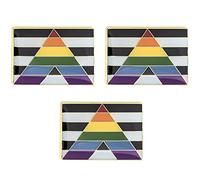 3 spille da bavero LGBTQ+Straight Ally Pride - Distintivi smaltati arcobaleno per alleanza e supporto - Design rettangolare in metallo - Dimensioni: 2,3 cm x 1,5 cm