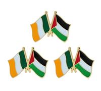 3 spille da emblema con bandiere nazionali dell'amicizia dell'Irlanda e della Palestina, spilla in metallo smaltato per giacca, zaino o cappello, simbolo di solidarietà internazionale, 2,4 x 1,9 cm
