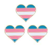 3 spille smaltate a forma di cuore Transgender Pride, blu, rosa e bianco, simbolo di amore, identità e sostegno, metallo resistente con chiusura a farfalla, dimensioni: 2,3 x 1,8 cm
