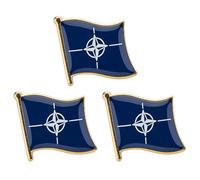 3 spille smaltate con bandiera della Nato, in metallo, 1,9 cm x 1,6 cm, blu e bianco, design a forma di bussola, stella, simbolo dell'alleanza militare, per giacche, zaini, cappelli, idea regalo