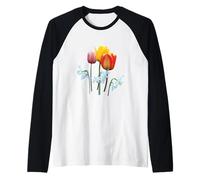 3 Splendidi Tulipani e narcisi Bianchi Narciso Shapes Mania Maglia con Maniche Raglan
