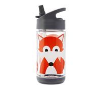 3 Sprouts, Borraccia con Cannuccia di Silicone, per Bambini, Ideale per Contenere e Trasportare Acqua e Bevande in Modo Sicuro, Decorata con Volpe Arancione, 350 ml