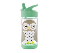 3 Sprouts, Borraccia con Cannuccia di Silicone, per Bambini, Ideale per Contenere e Trasportare Acqua e Bevande in Modo Sicuro, Decorata con Gufo Menta, 350 ml