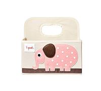 3 Sprouts, Cestino Porta Pannolini Salvaspazio, Decorata con Elefante Rosa, Ideale per Organizzare Pannolini, Realizzato in Cotone e Feltro, 26x26x13 cm