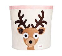 3 Sprouts, Cesto Portatutto per Bambini, Realizzato in Tela di Cotone, Ideale per Contenere e Organizzare Oggetti e Giochi, Decorato con Cerbiatto Marrone, 44,5x43 cm