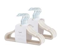 3 Sprouts - Grucce in Velluto per Bambini - Appendini Antiscivolo Salvaspazio per Armadio - Confezione da 30 - Beige