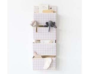3 Sprouts - Organizer Armadio Da Appendere Con Tasche - Porta Oggetti Da Parete Per Bambini - Portatutto Da Appendere Per Cameretta, Spogliatoio - Quadretti - Beige