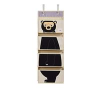 3 Sprouts Organizer da Muro con Ganci, 4 Tasche - Orso nero | organizer da muro con ganci; per vestiti, giochi e accessori; cameretta e porta; libera spazio su armadio e fasciatoio