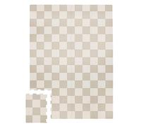 3 Sprouts Tappeto Puzzle Bambini, Schiuma EVA, Scacchiera Beige | superficie morbida e impermeabile; per gattonamento, gioco a terra e cameretta; tessere rimovibili per forme diverse