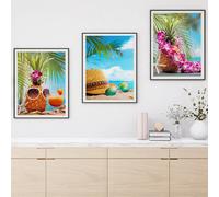 3 stampe artistiche da parete con ananas e paesaggio marino alla moda per