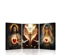 3 stampe su tela con Gesù e Maria del Sacro Cuore Gesù e Maria Ritratto di Gesù e Maria Stampa Cristiana Cattolica Croce Colomba della Pace, Decorazione per Chiesa, Senza cornice, 40,6 x 61 cm
