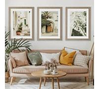 3 stampe su tela con paesaggi mediterranei, poster, stampe artistiche di fotografia di viaggio, cortile rustico, città, decorazioni per la casa (20x30cmx3/senza cornice)