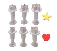 3 stampi a forma di cuore e 3 stampi a forma di stella a cinque punte, teglia in plastica, stampi da forno per fondente, per tagliare biscotti