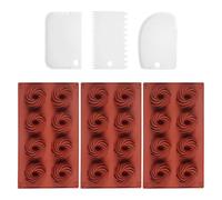 3 Stampi a Spirale, 3 Raschietti, Stampi per Cioccolatini, Biscotti, Cubetti di Ghiaccio e Mini Torte in Silicone