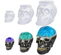 3 stampi grandi a forma di teschio, stampi in silicone 3D a forma di teschio in resina grande + media + piccola, stampi in resina epossidica, stampi flessibili in silicone trasparente, per realizzare