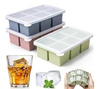 3 stampi grandi per cubetti di ghiaccio da 5 cm, in silicone senza BPA, con coperchio, per whisky, cocktail e birra