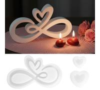 3 stampi in silicone a forma di cuore, stampi in silicone per amore illimitato, stampi per gesso, stampi per gesso d'amore, stampi per gesso, stampi a forma di cuore, stampi 3D per candele fai da te