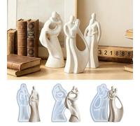 3 stampi in silicone a forma di statuette di coppia, stampi 3D in resina per candele, romantici abbracci, per sapone, San Valentino, matrimoni, decorazioni fai da te per aromaterapia (bianco)