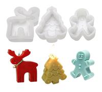 3 Stampi in Silicone per Candele Natalizie Fai da Te in Silicone Albero Di Natale Omino di Pan Zenzero di Natale Stampi Natalizi In Silicone Utilizzato per Realizzare Aromaterapia, Candele, Ecc
